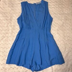 NWOT Zara linen blue romper (size medium)